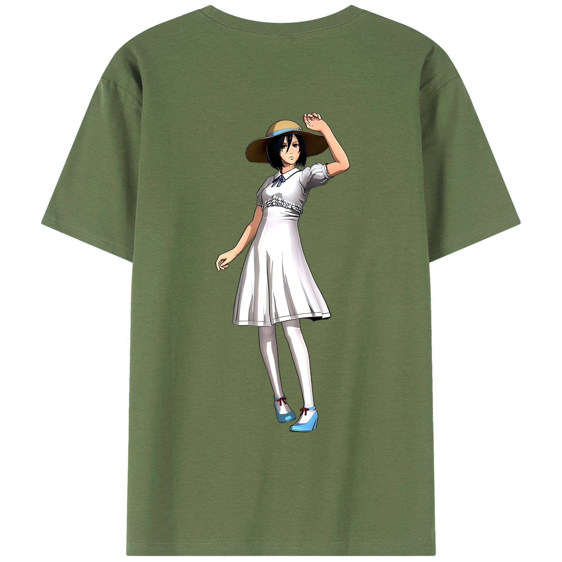 （画像用） 進撃の巨人 ミカサ·アッカーマン Attack on Titan Mikasa Ackerman 綿100％ メンズ半袖Tシャツ（バックプリント） 通気性